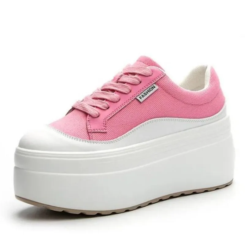 Wedge Espadrille Women - 8cm baru kanvas kulit asli wanita