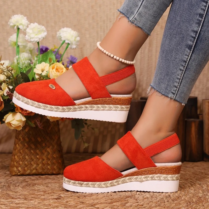 Wedge Espadrille Women - Sandal Wedges Ujung Tertutup Wanita Sepatu