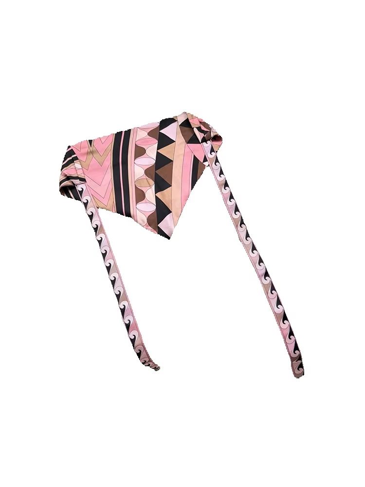 Headband Summer Knit - Syal Sutra Motif Geometris untuk Musim