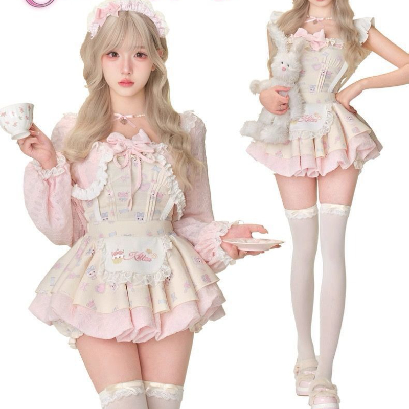 Set 3 Potong Gaya Lolita Manis - Crop Top Crochet ulasan dan harga